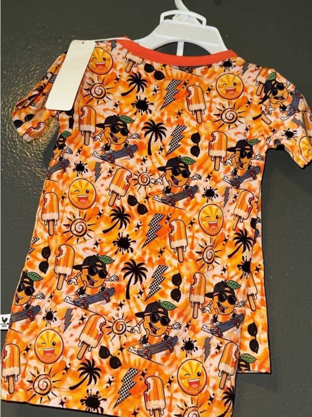 BAMBOO Orange Graphic Short Sleeve Tee - Popsicle & Palm Print